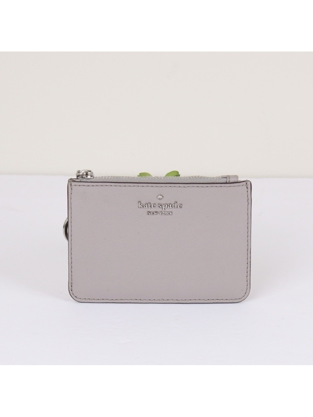 Kate Spade WLRU6069 Staci L-Zip Card Holder Keychain Wallet Light Gray